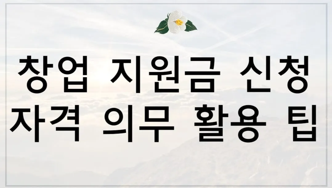 창업 지원금 신청 자격 의무 활용 팁 2 e1693194102338