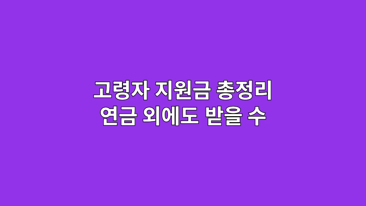 고령자 지원금 총정리 연금 외에도 받을 수
