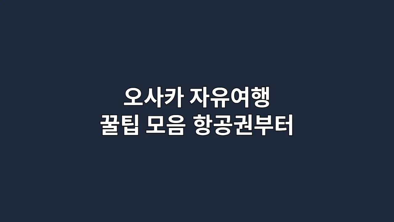 오사카 자유여행 꿀팁 모음 항공권부터