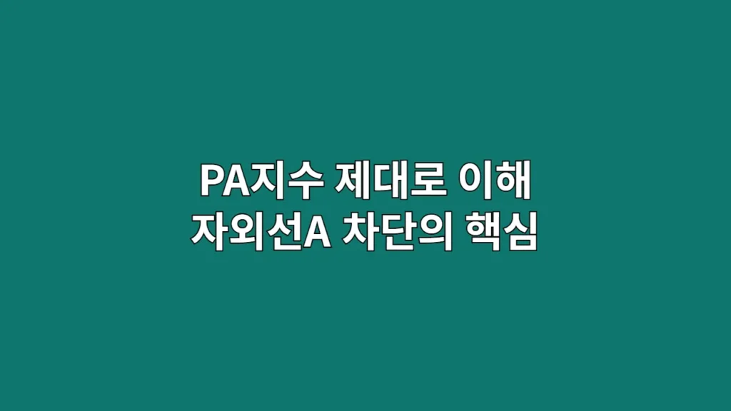 PA지수 제대로 이해 자외선A 차단의 핵심