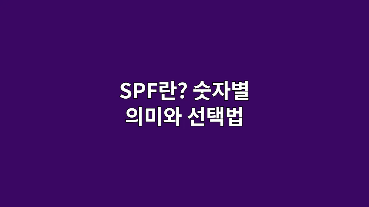 SPF란? 숫자별 의미와 선택법