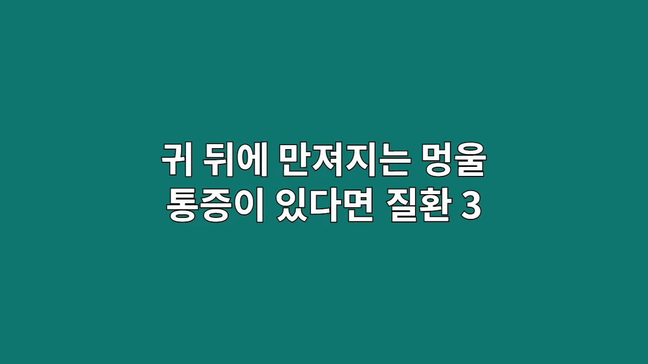 귀 뒤에 만져지는 멍울 통증이 있다면 질환 3