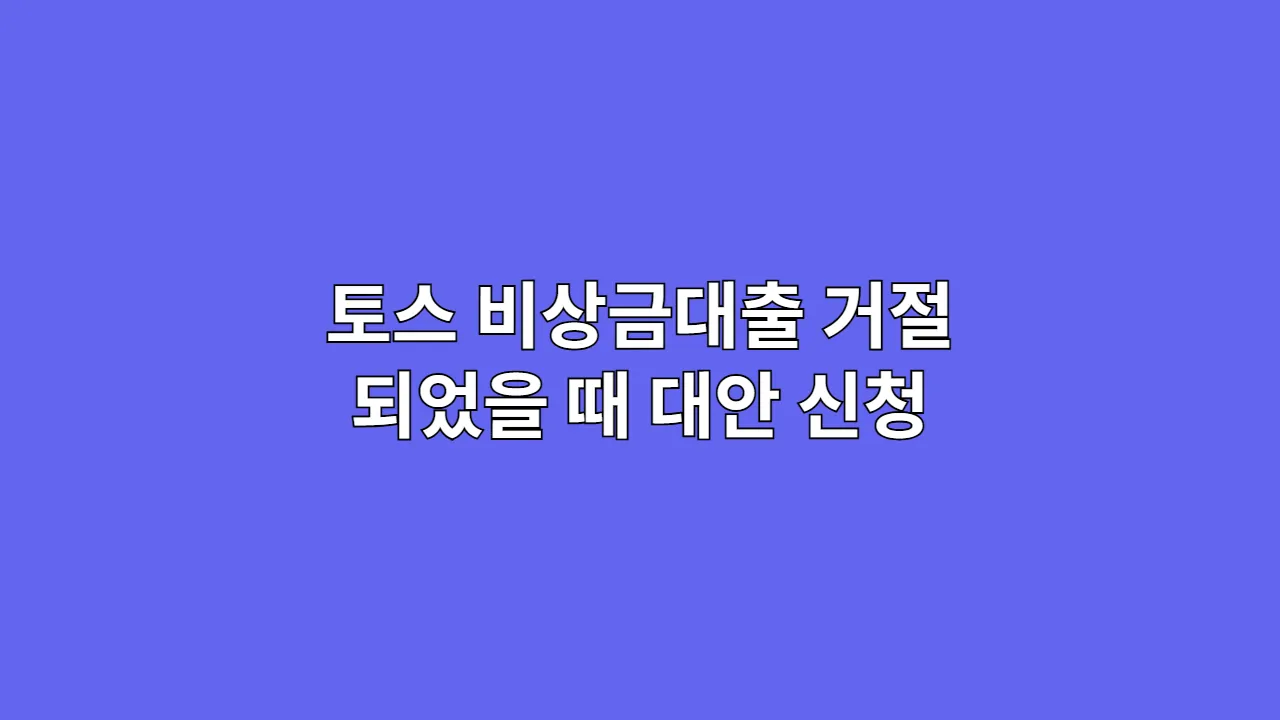토스 비상금대출 거절 되었을 때 대안 신청