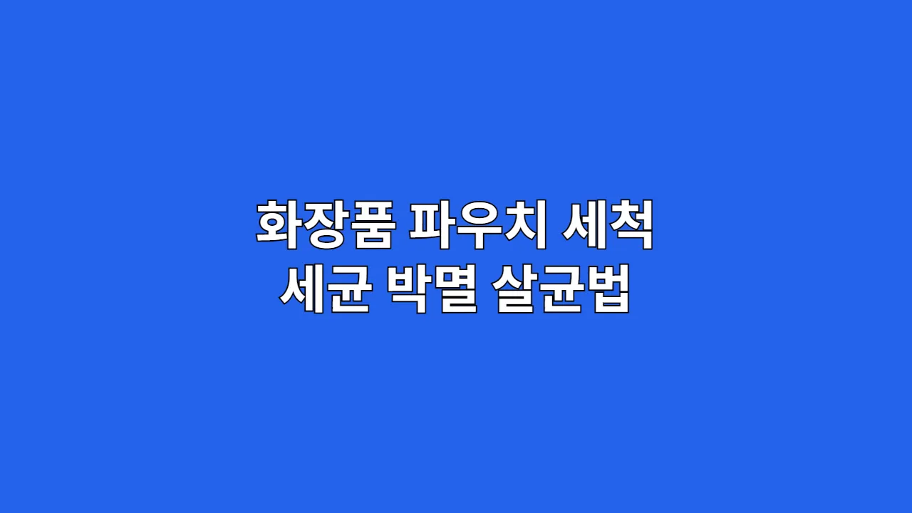 화장품 파우치 세척 세균 박멸 살균법