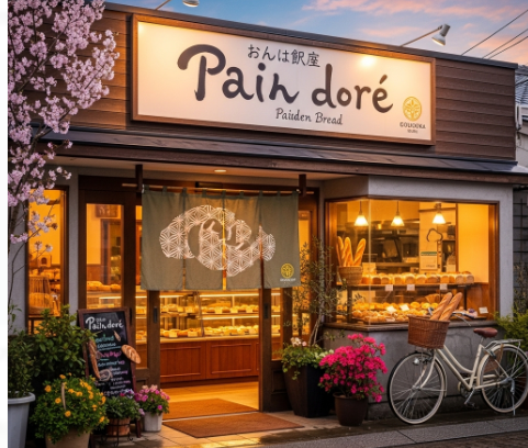 후쿠오카의 조용한 골목에 있는 작은 로컬 빵집.