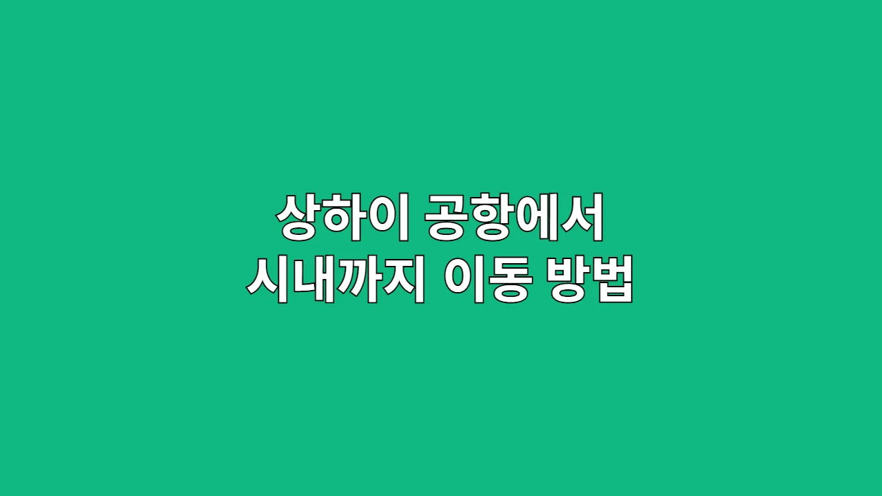 상하이 공항에서 시내까지 이동 방법