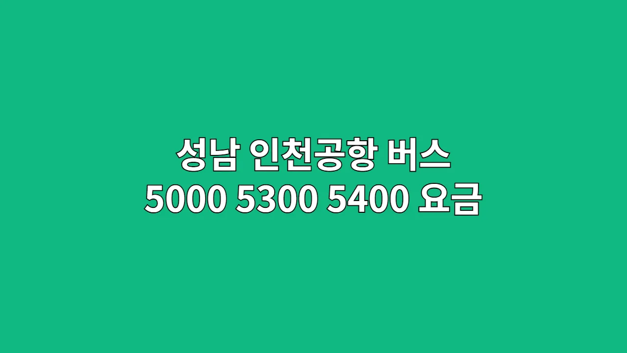 성남 인천공항 버스 5000 5300 5400 요금