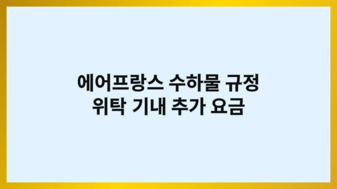 에어프랑스 수하물 규정 위탁 기내 추가 요금