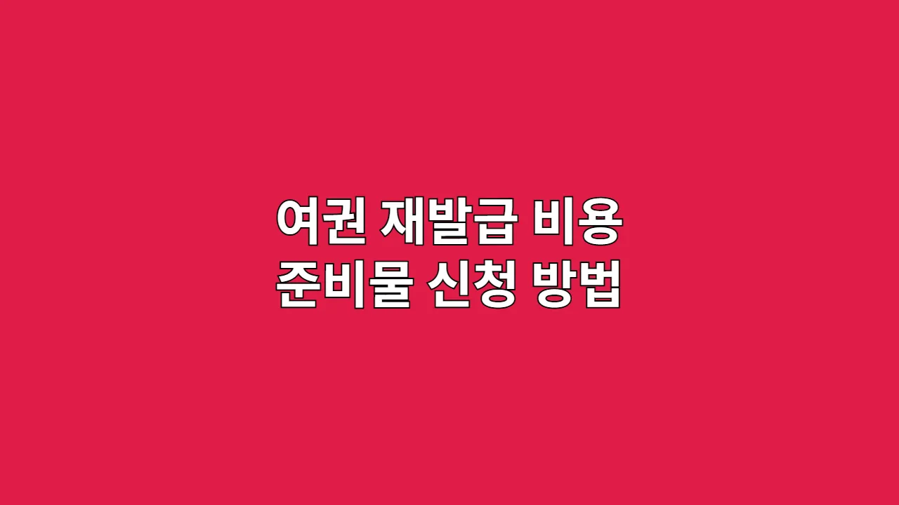 여권 재발급 비용 준비물 신청 방법