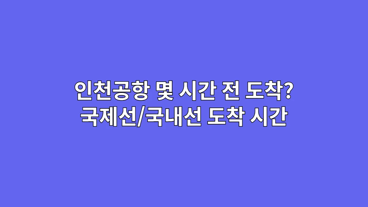 인천공항 몇 시간 전 도착? 국제선/국내선 도착 시간