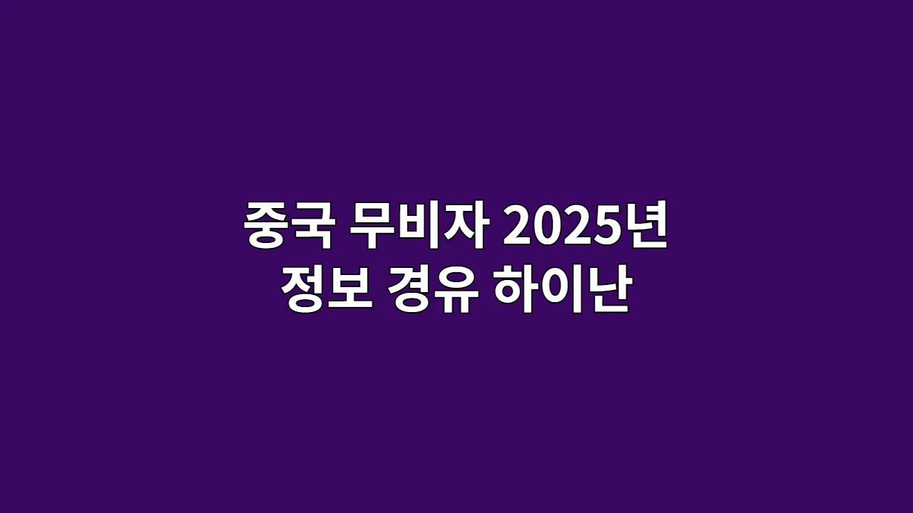 중국 무비자 2025년 정보 경유 하이난