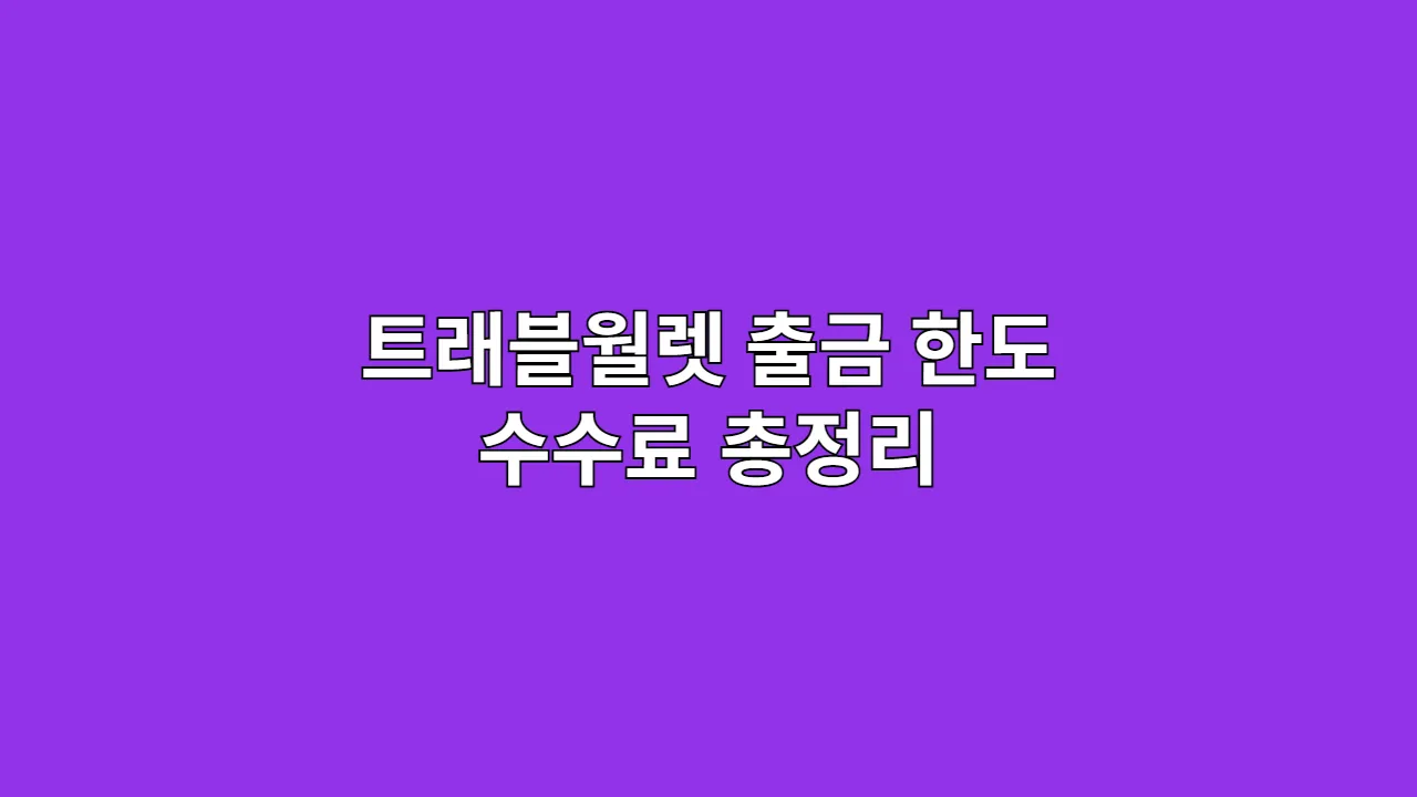트래블월렛 출금 한도 수수료 총정리