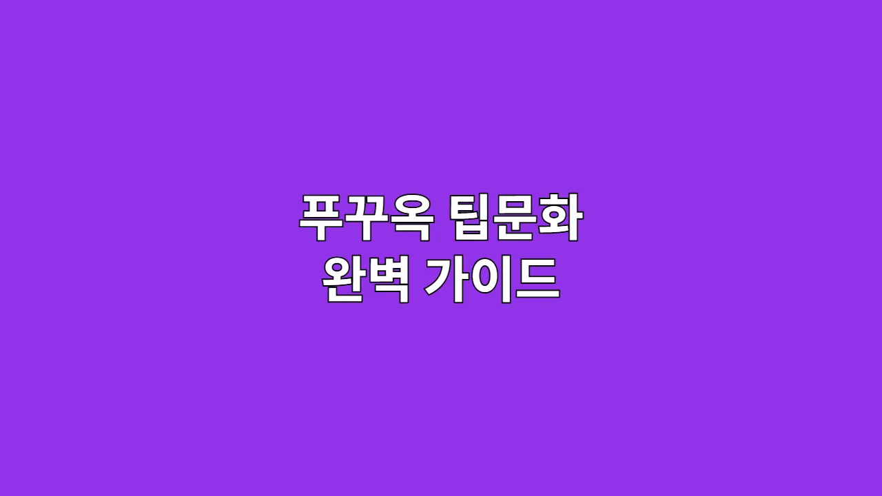 푸꾸옥 팁문화 완벽 가이드