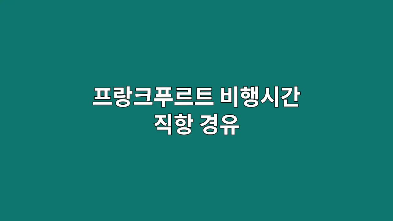 프랑크푸르트 비행시간 직항 경유