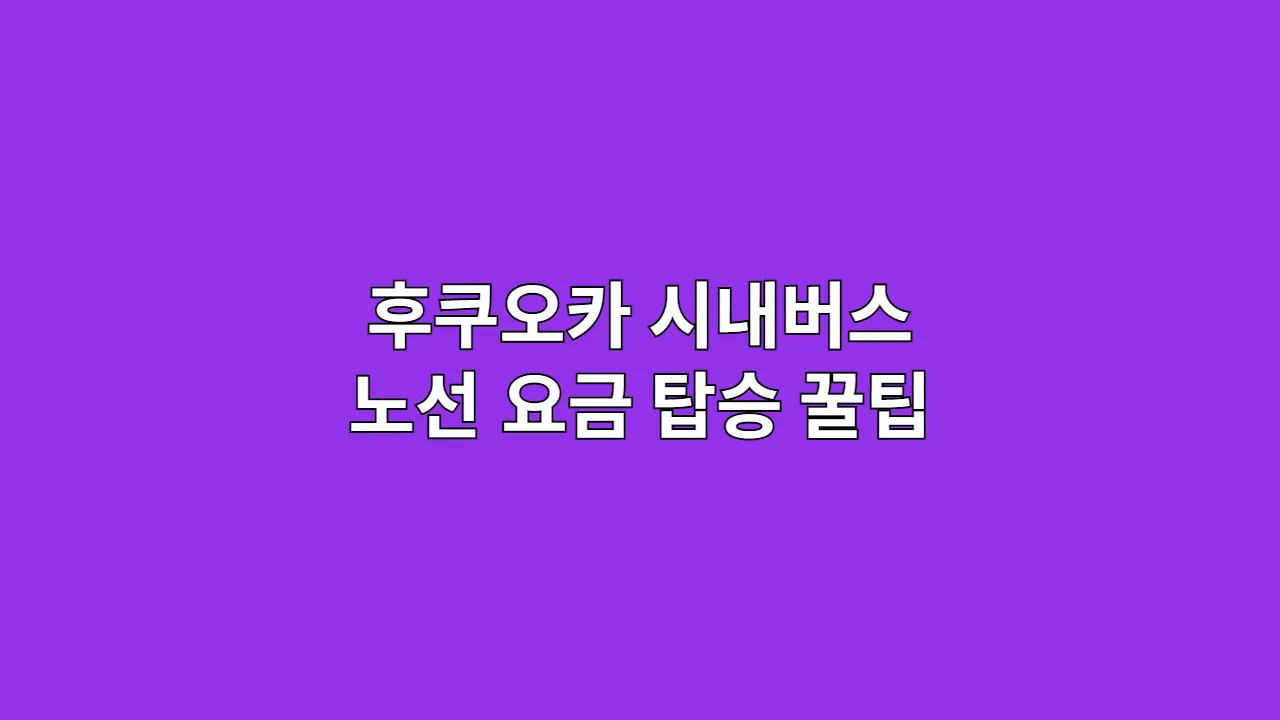 후쿠오카 시내버스 노선 요금 탑승 꿀팁