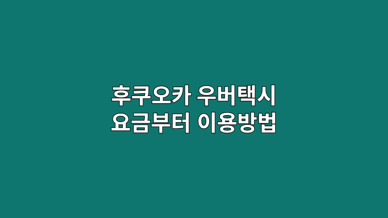 후쿠오카 우버택시 요금부터 이용방법