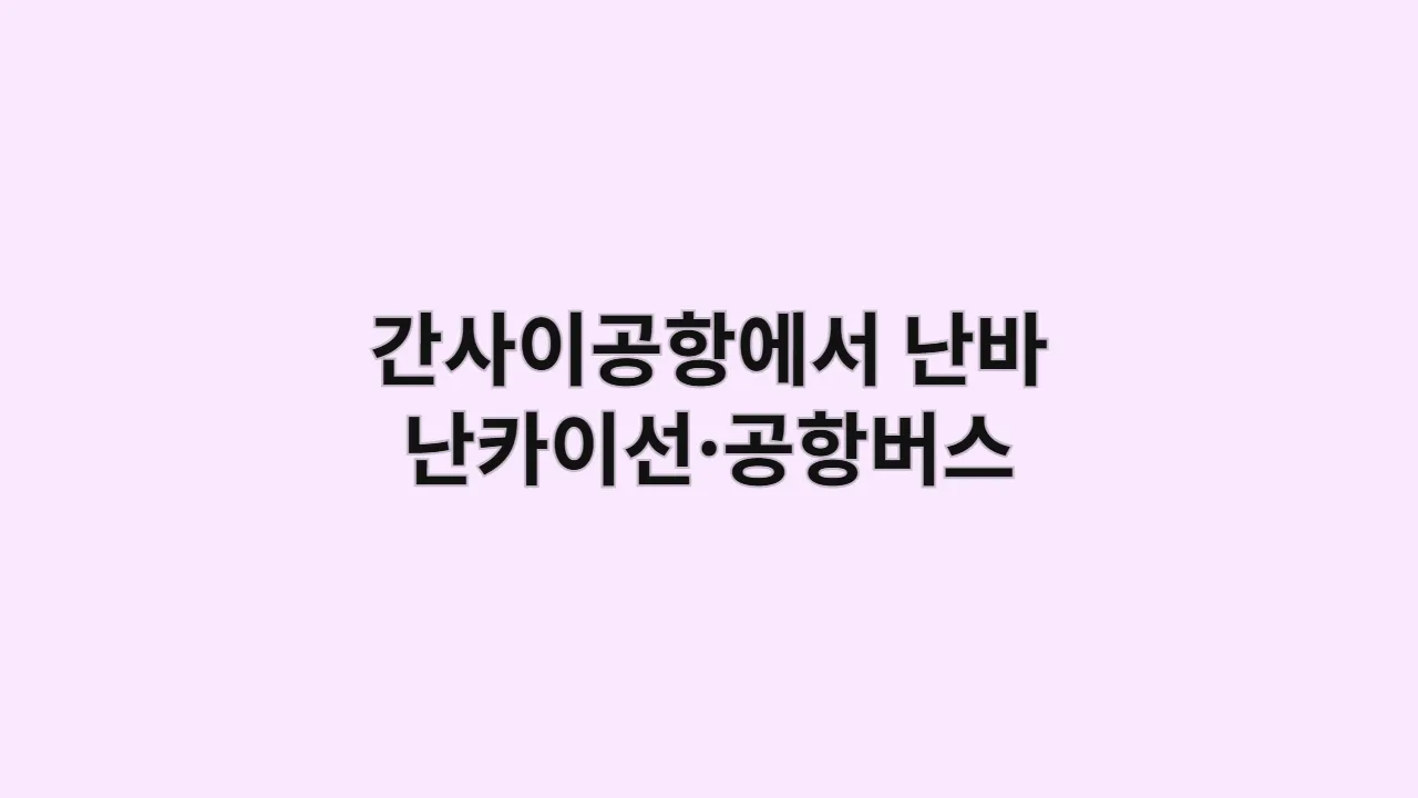 간사이공항에서 난바까지 이동수단 비교, 난카이선과 공항버스 완전 분석