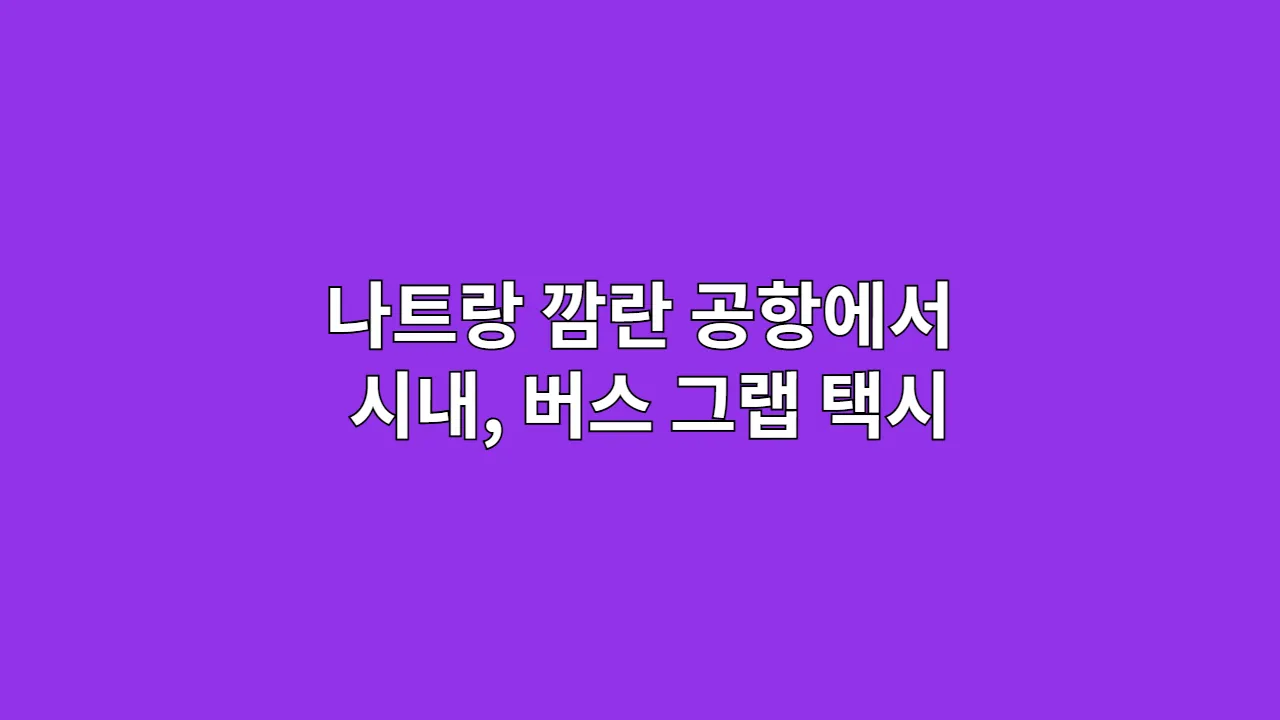 나트랑 깜란 공항에서 시내 가는 법 3가지 비교 (버스, 그랩, 택시)