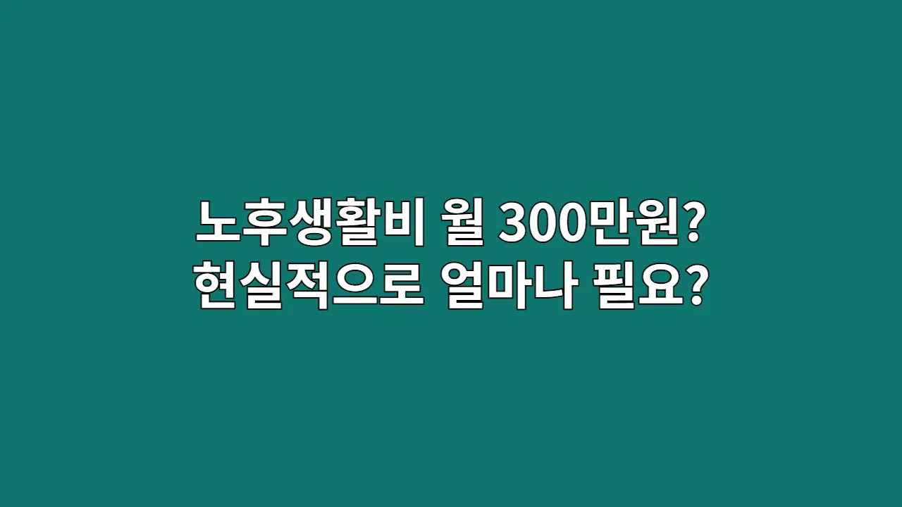 노후 생활비 월 300만 원, 정말 충분할까? 현실적인 필요 자금 A to Z