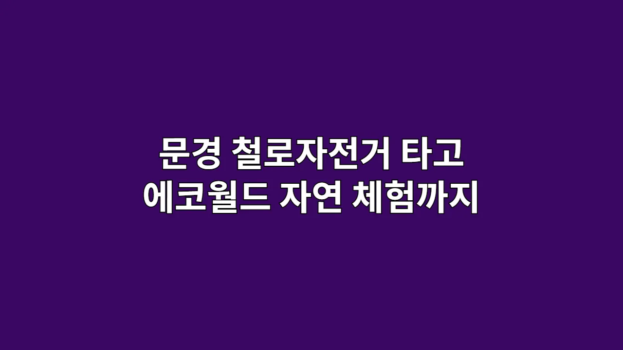 아이들과 문경 철로자전거부터 에코월드까지, 하루 꽉 채운 체험 여행기