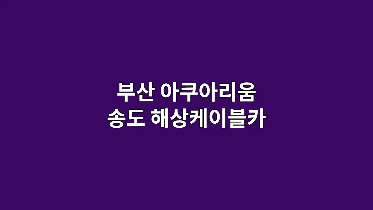 아이들과 부산 아쿠아리움·송도 해상케이블카로 체험 가득
