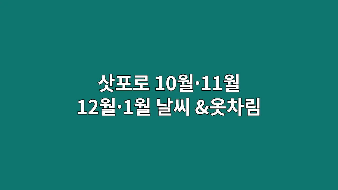 삿포로 10월·11월·12월·1월 날씨 & 옷차림, "롱패딩 없으면 얼어 죽는다?" 현지인이 말하는 진짜 방한 준비법