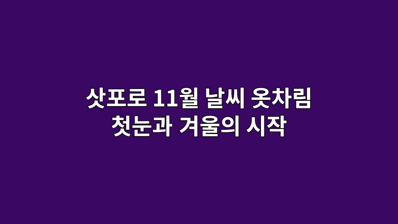 삿포로 11월 날씨 옷차림, 첫눈과 겨울의 시작 (기온, 준비물, 방한팁 A to Z)