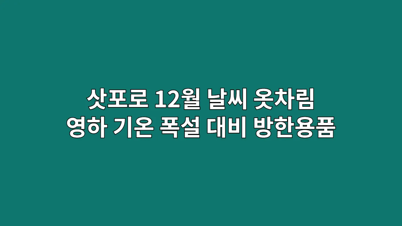 삿포로12월날씨옷차