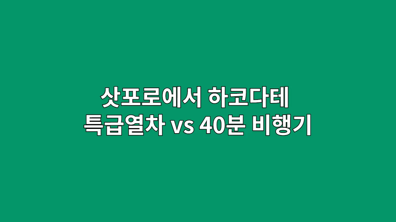 삿포로에서 하코다테 가는 법: 4시간 특급열차 vs 40분 비행기, 당신의 선택은?