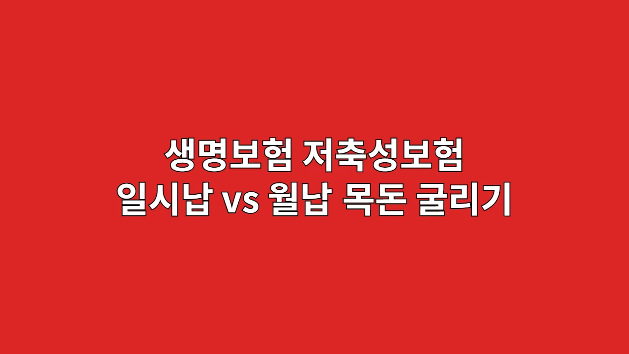 생명보험 저축성보험, 일시납 vs 월납, 목돈 굴리기 vs 꾸준히 모으기, 당신의 선택은?