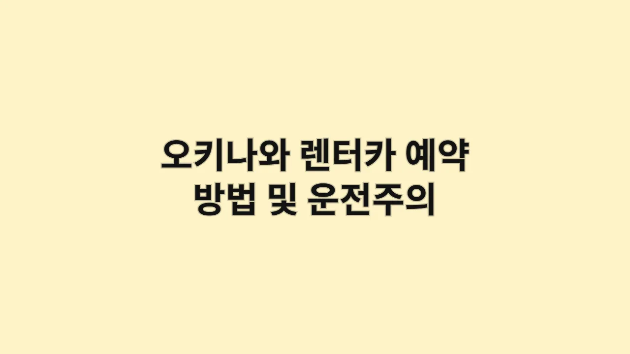 오키나와 렌터카 예약 방법 및 운전주의