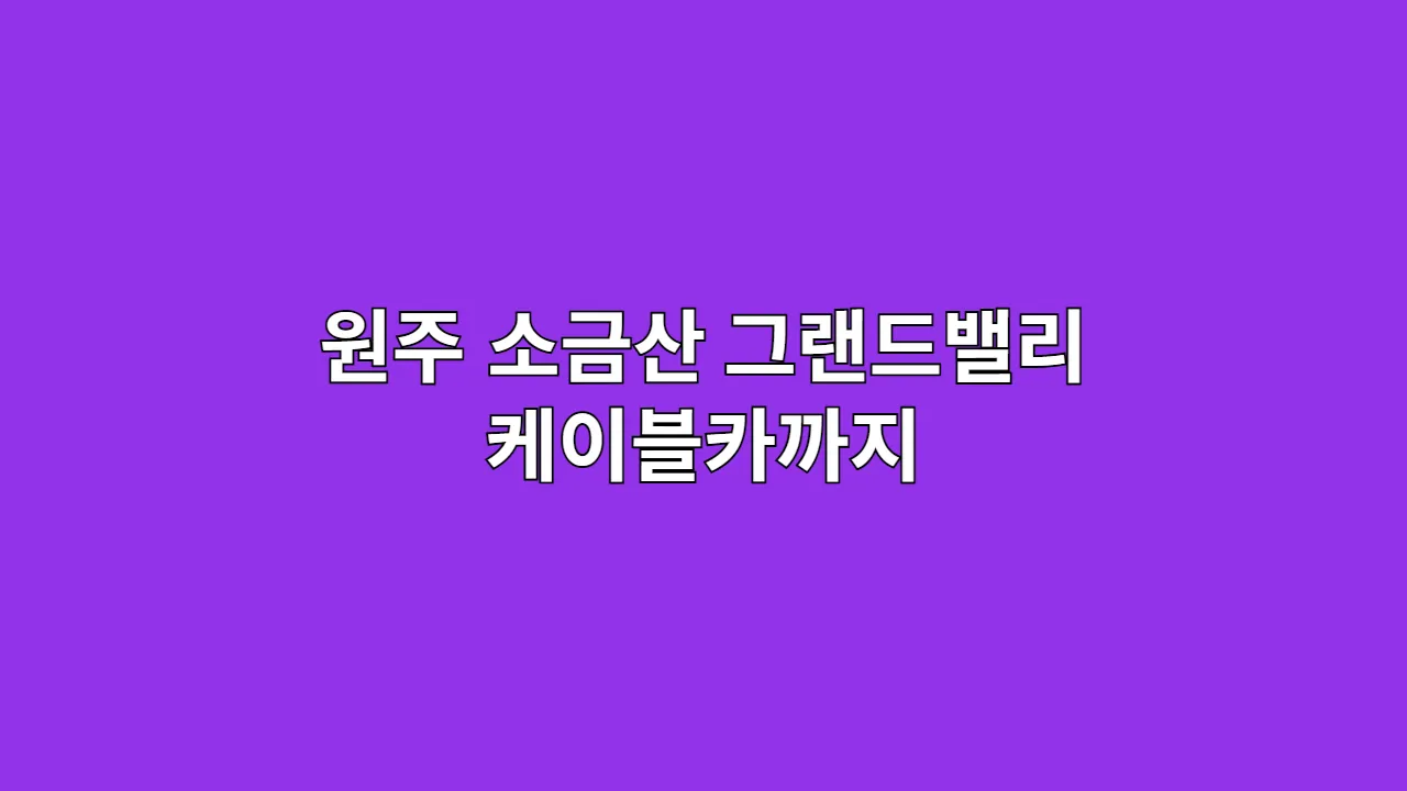 추석·설 연휴에 가볼 만한 곳, 원주 소금산 그랜드밸리부터 케이블카까지 총정리