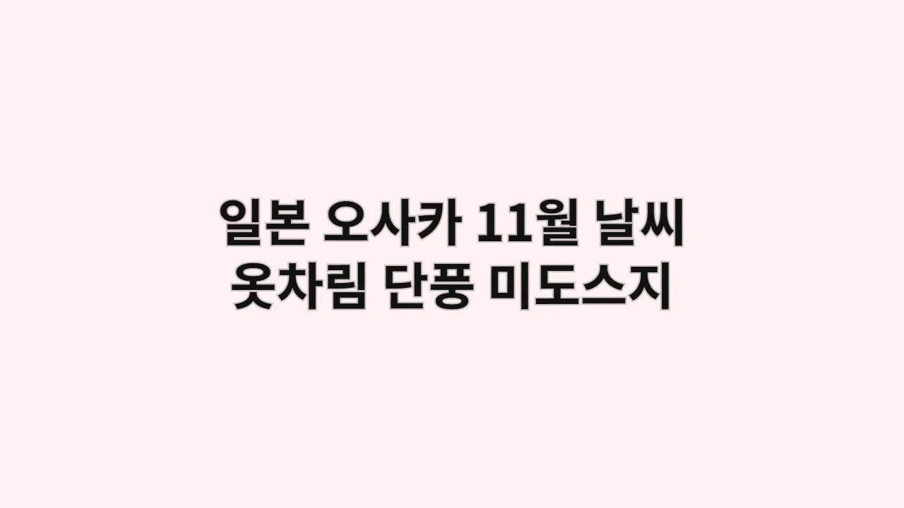 일본 오사카 11월 날씨 옷차림 (단풍 절정 시기, 미도스지 산책 가이드)
