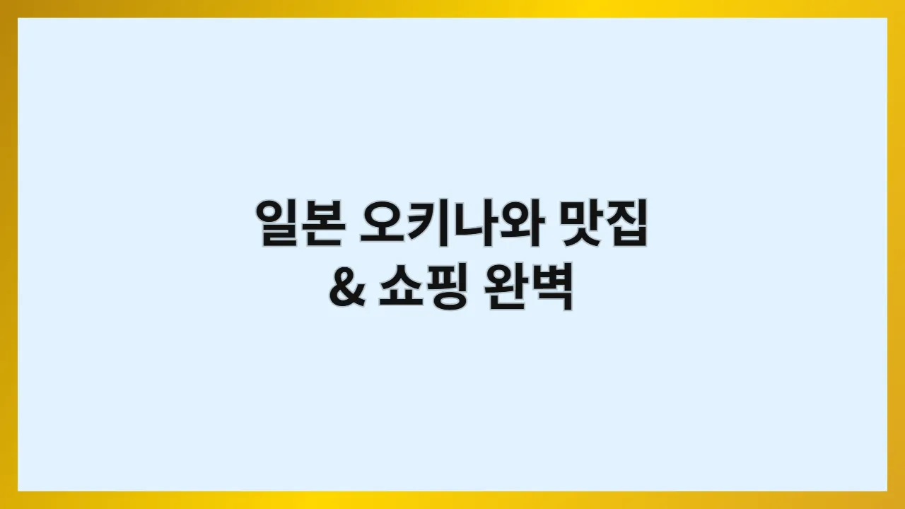 일본오키나와맛집쇼핑완벽