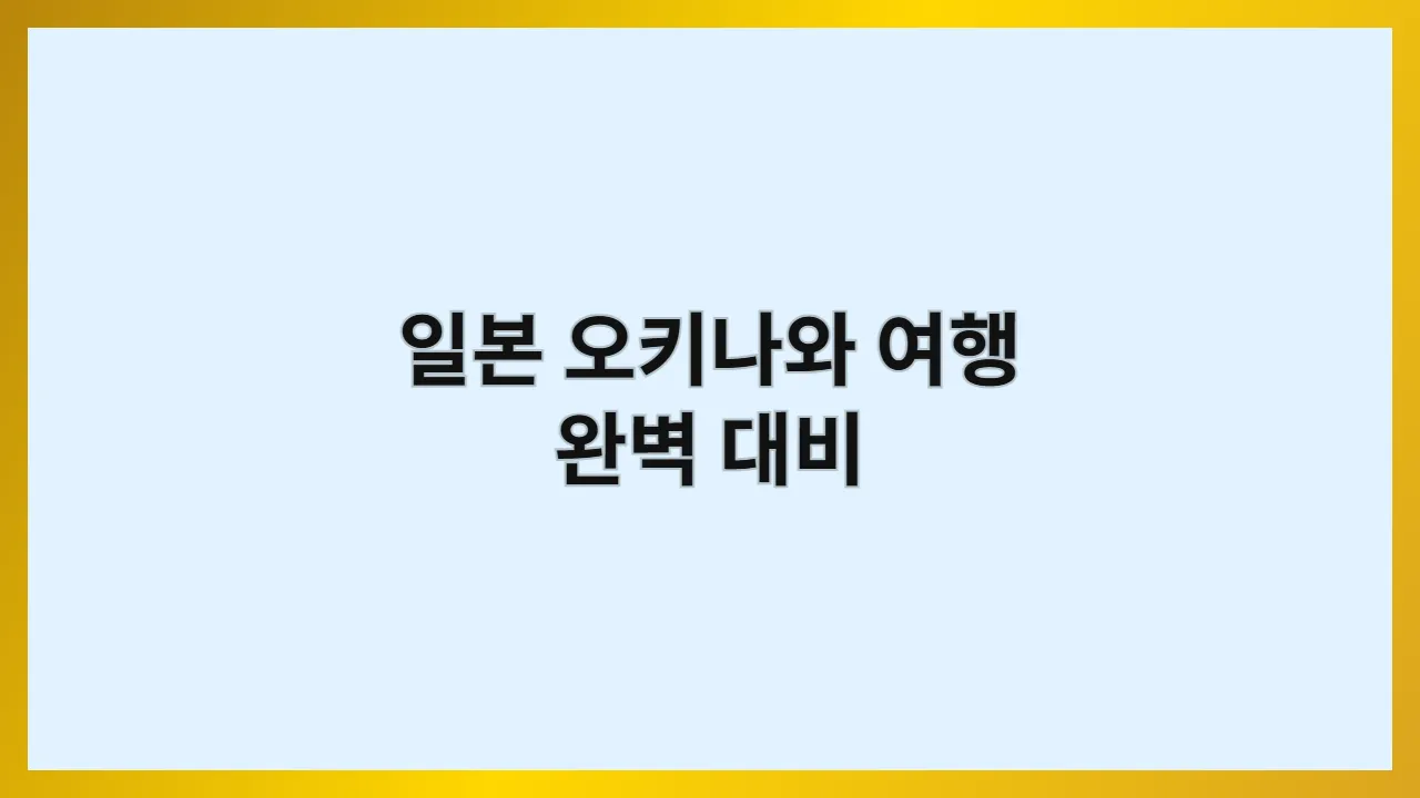 일본오키나와여행완벽대비