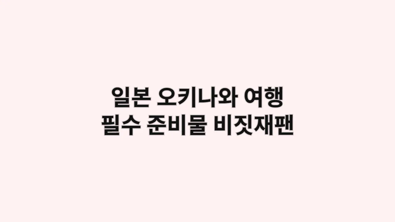 일본오키나와여행필수준비물비짓