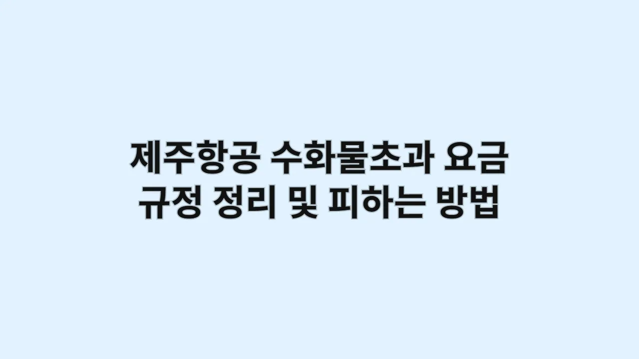 제주항공수화물초과 요금 얼마? 규정 정리 및 피하는 방법 꿀팁