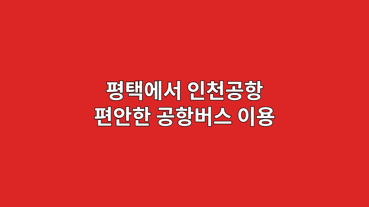 평택에서 인천공항 편안한 공항버스 이용