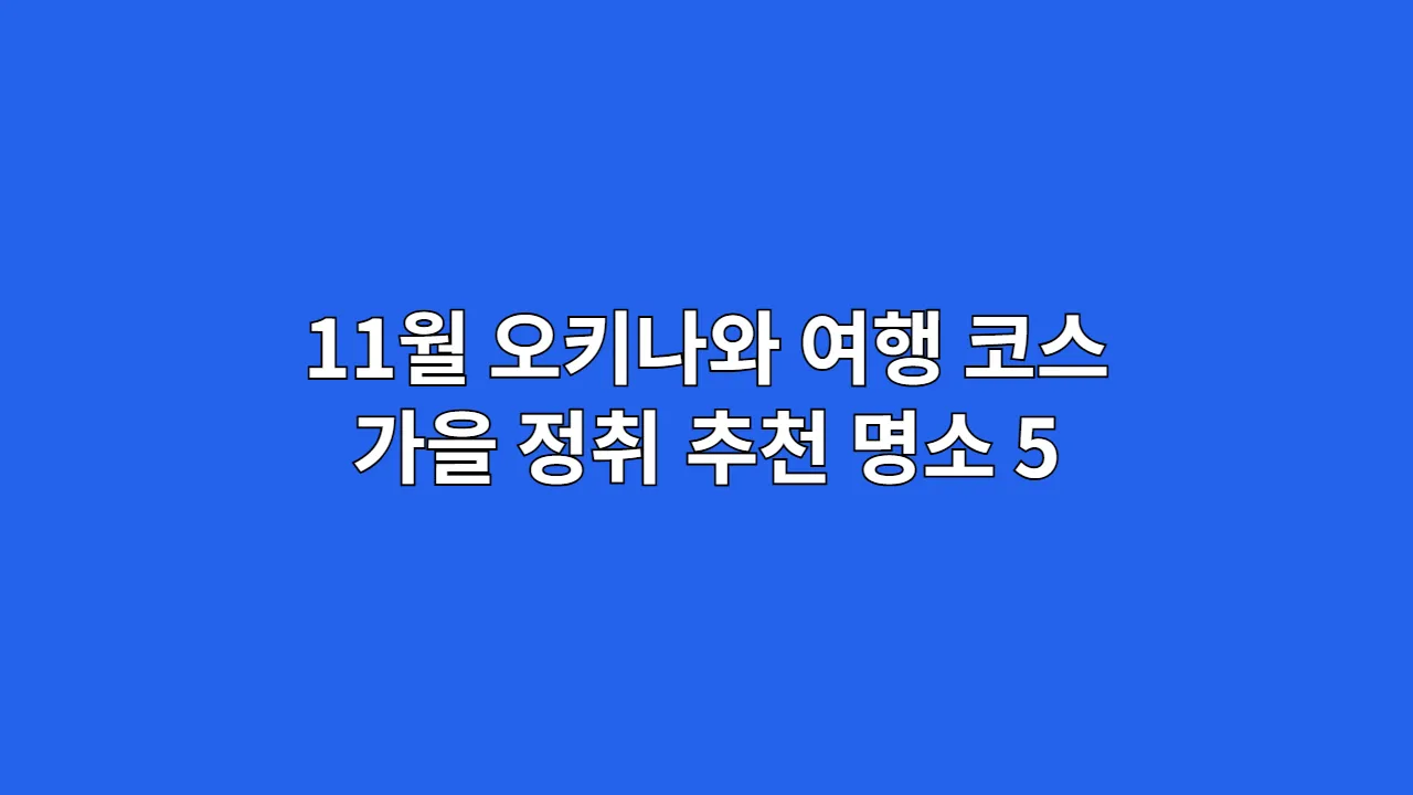 11월 오키나와 여행 코스: 가을 정취 만끽하는 추천 명소 BEST 5