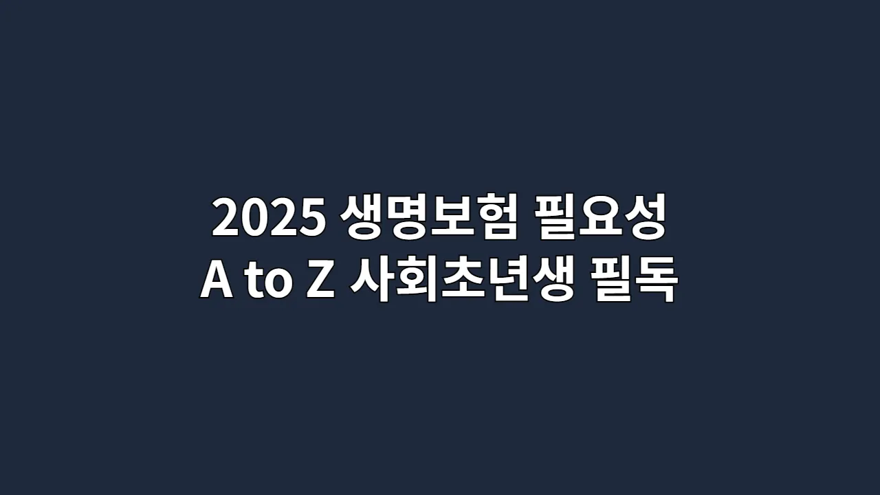 2025 생명보험 필요성 A to Z | 사회초년생 필독 가이드