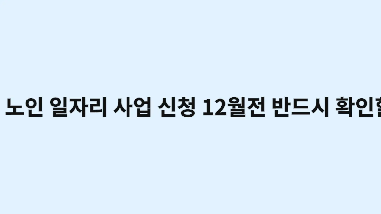 2026년 노인 일자리 사업 신청, 12월 전 반드시 확인할 5가지