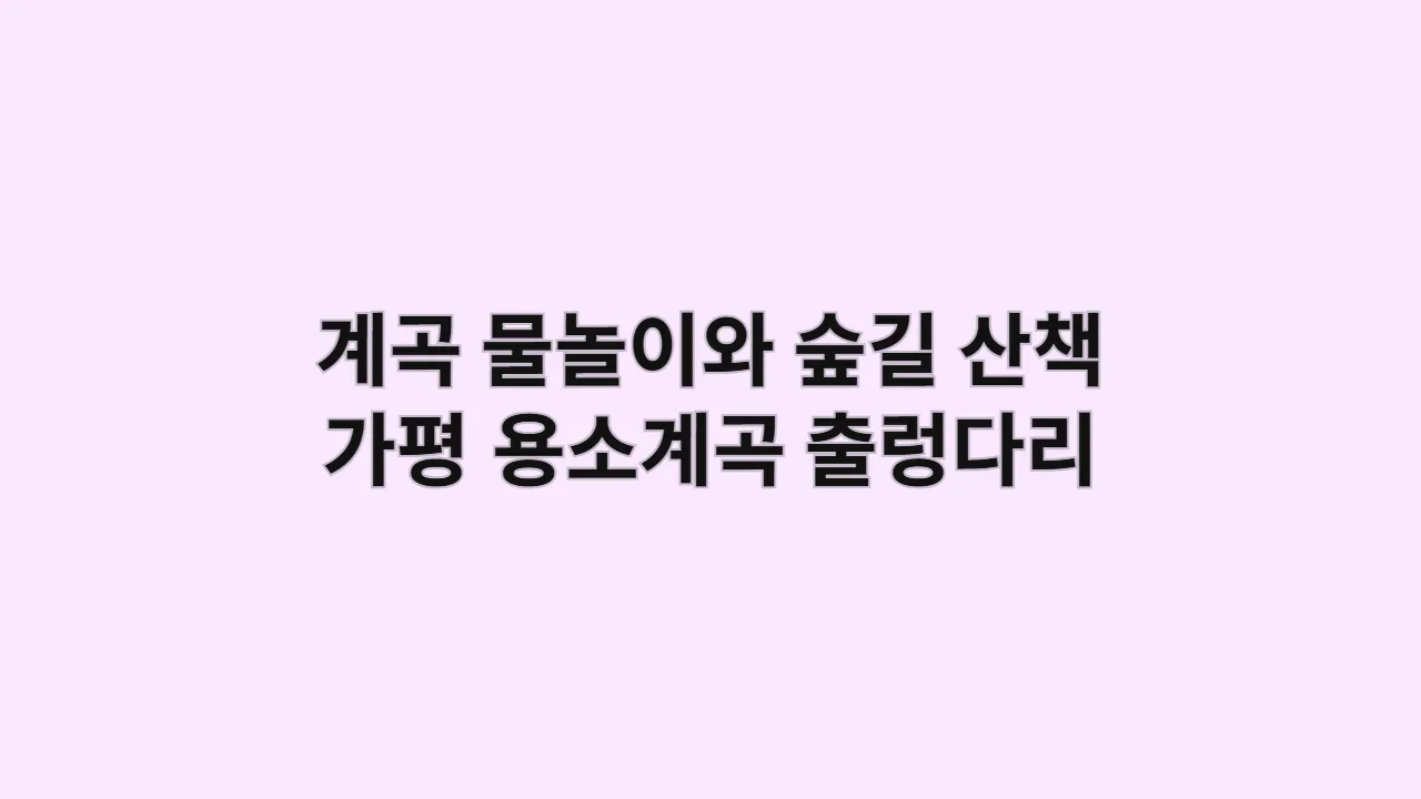 계곡물놀이와숲길산책가평용소계