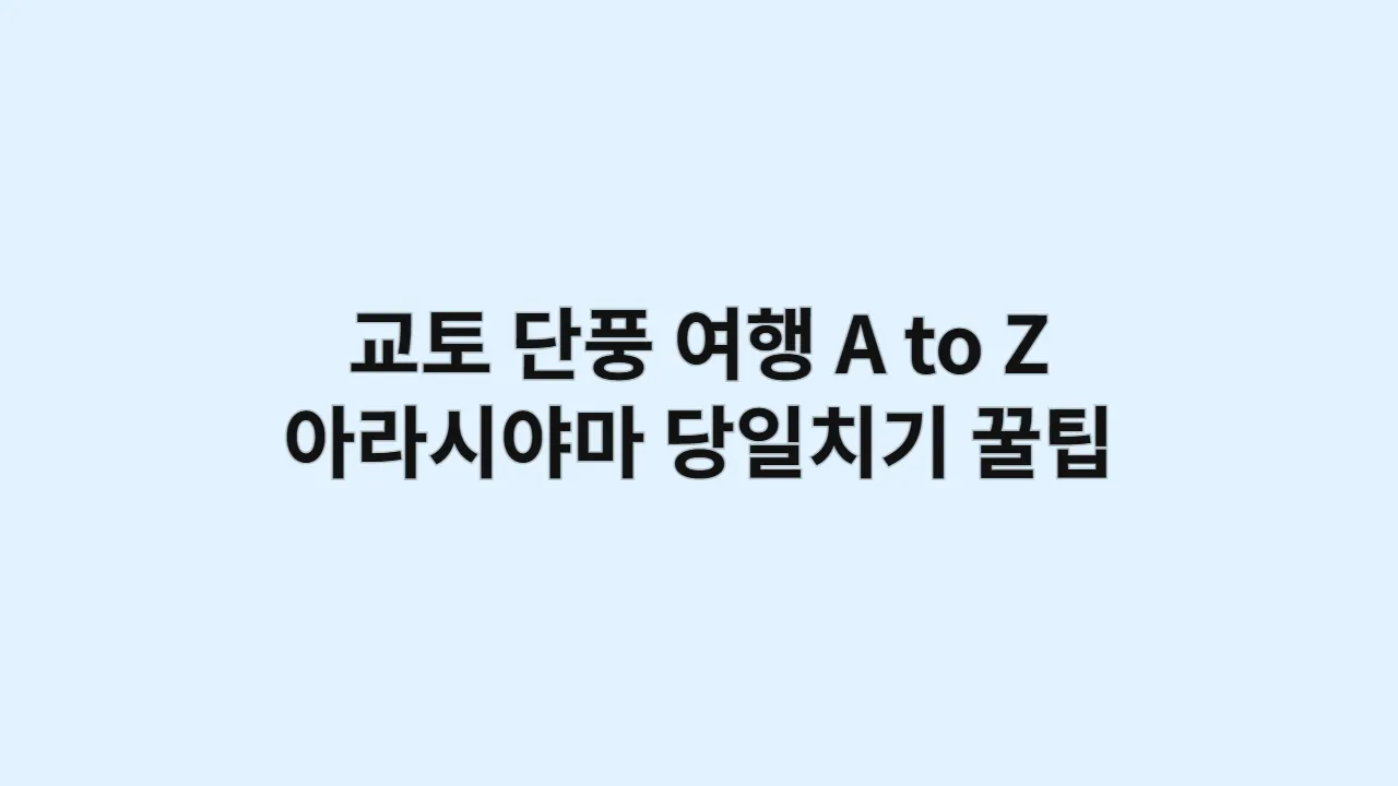 교토 단풍 여행 A to Z: 절정 시기부터 아라시야마 당일치기 가이드까지