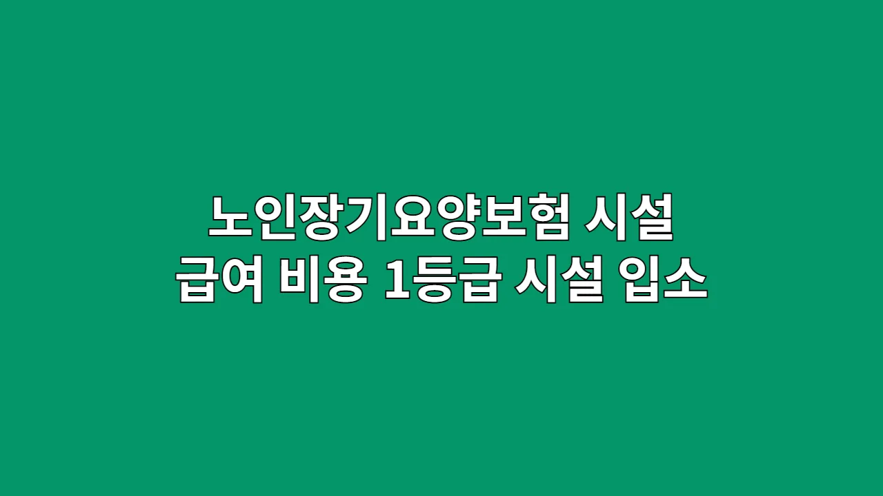 노인장기요양보험 시설급여 비용, 1등급 시설 입소 절차와 팁