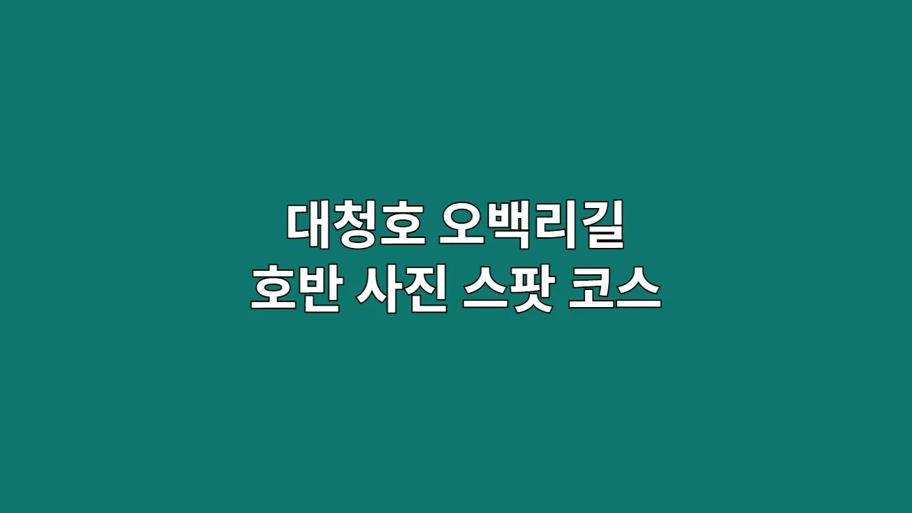 대청호 오백리길 호반길과 사진스팟까지, 추석·설 연휴 걷기코스로 완벽