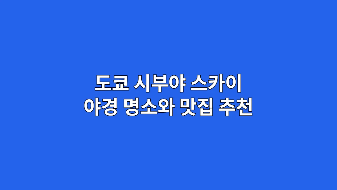 도쿄 시부야 스카이 야경 명소와 맛집 추천