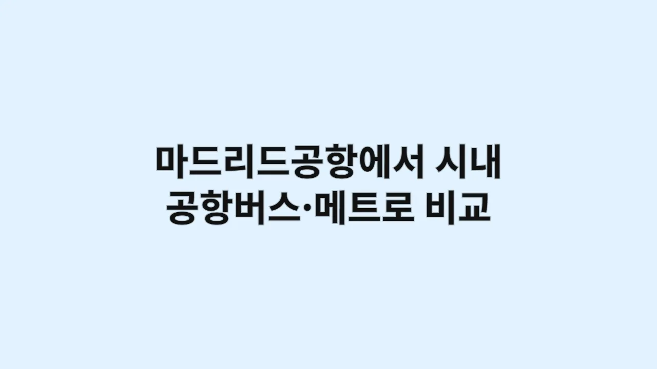 마드리드공항에서 시내까지 공항버스·메트로 비교 가이드