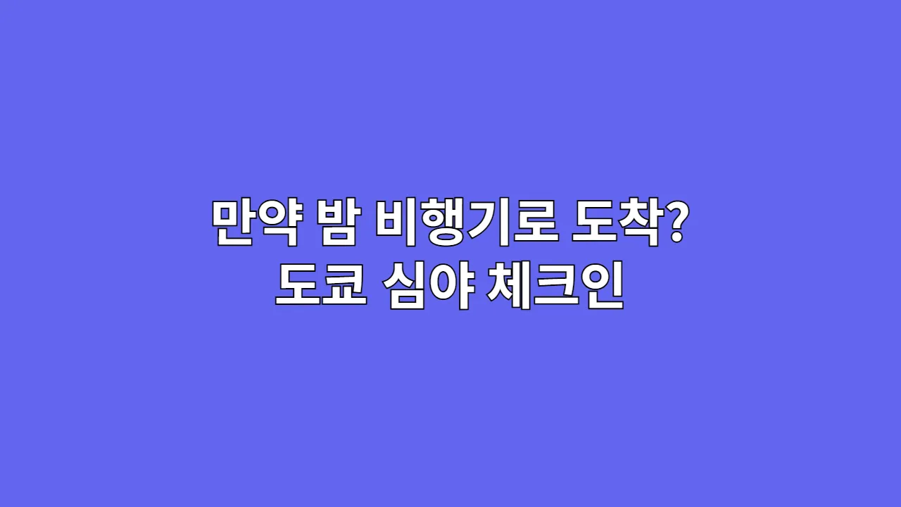 만약 밤 비행기로 도착한다면? 도쿄 심야 체크인, 심야 셀프 체크인 가능한 호텔 찾는 법