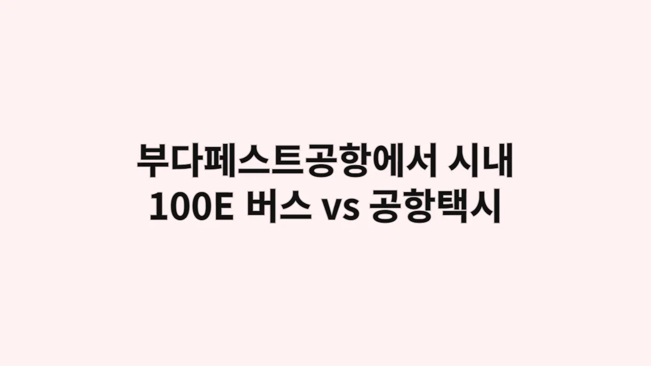 우리 둘의 부다페스트공항에서 시내까지 로맨틱 여정 선택 가이드
