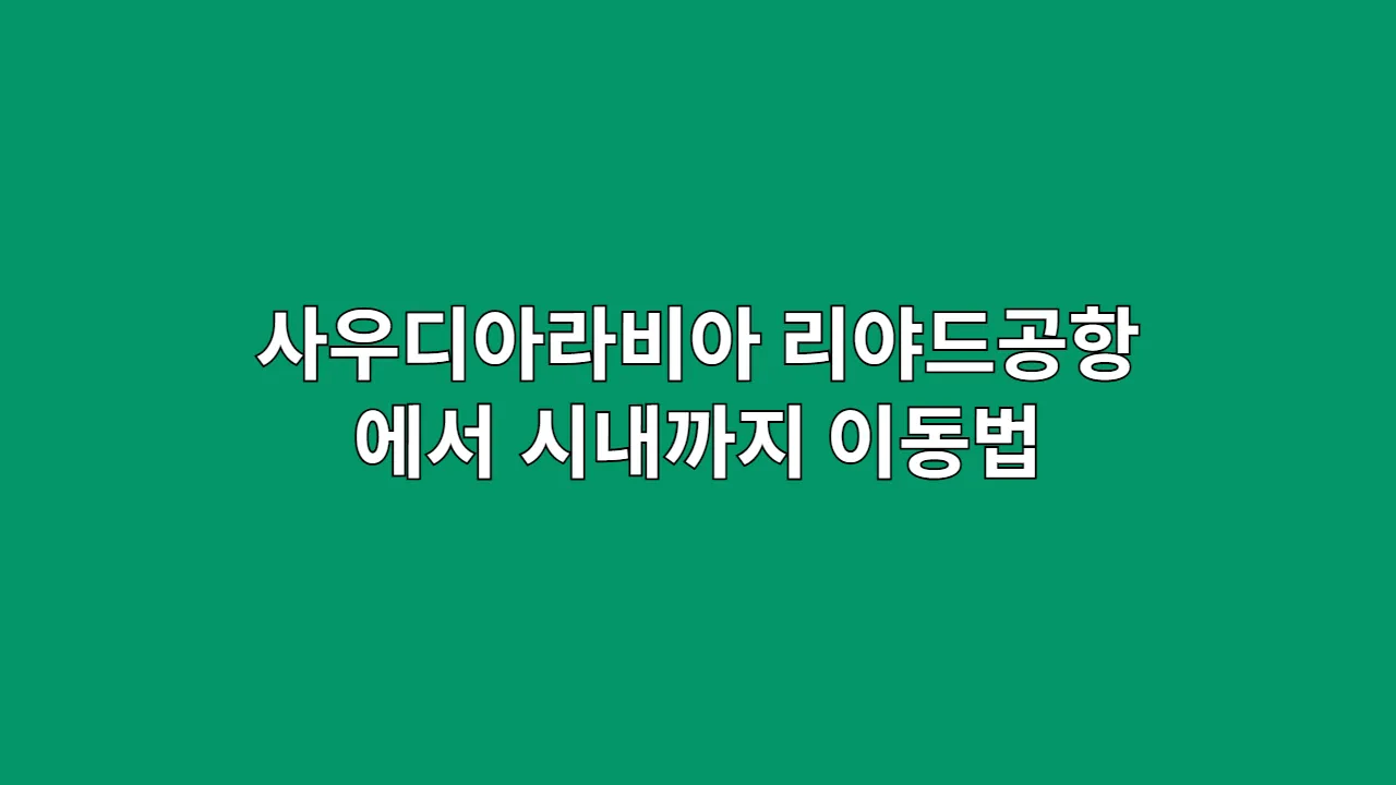 사우디아라비아 리야드공항에서 시내까지 가장 효율적인 이동법 총정리